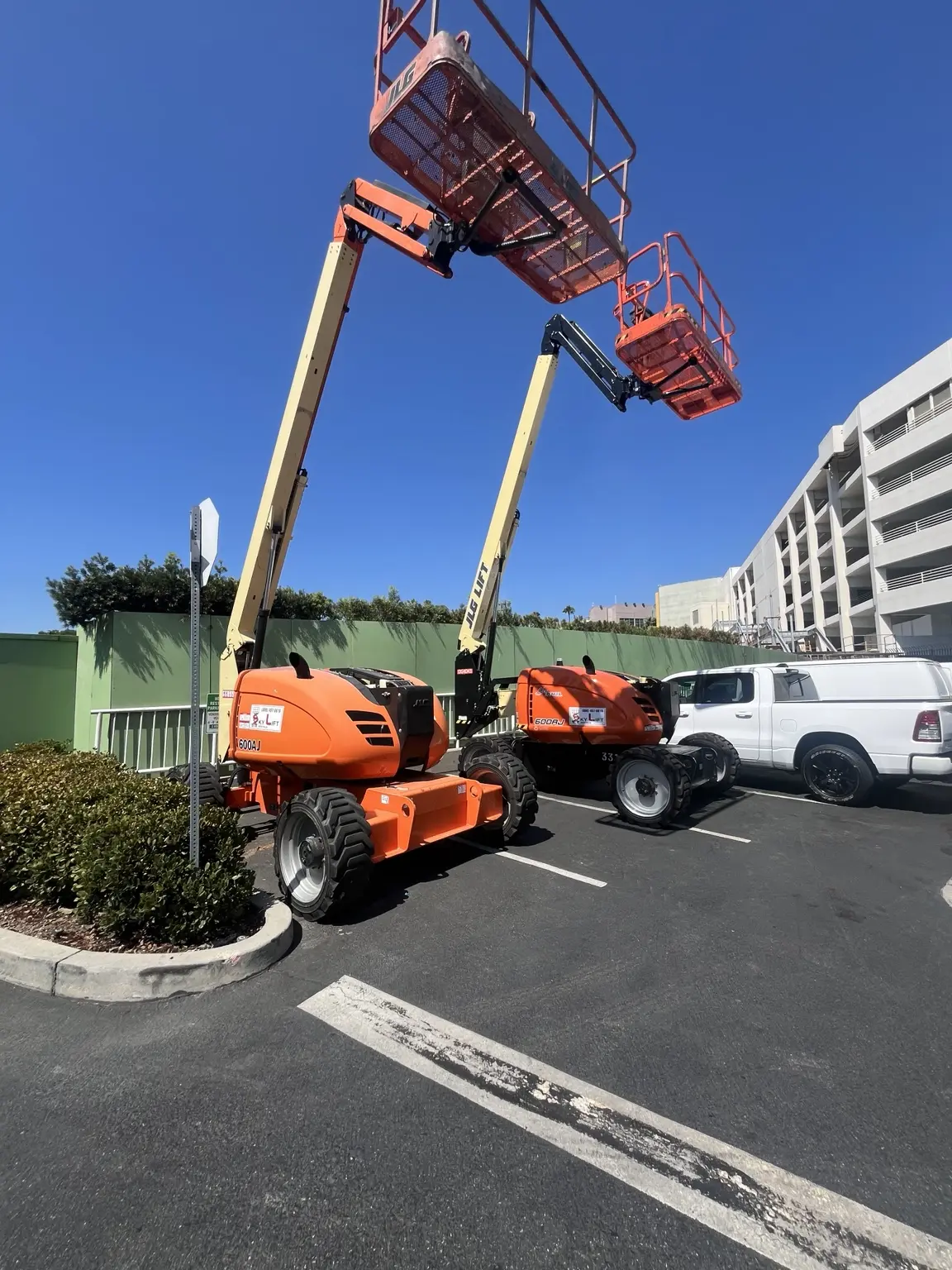 Sky Lift boom lifts at a jobsite